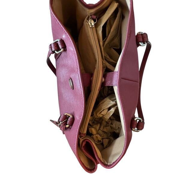Coach F29362 Town Tote/ Purse Crossgrain Shoulder Bag – Mulberry /pink /red - Picture 8 of 13